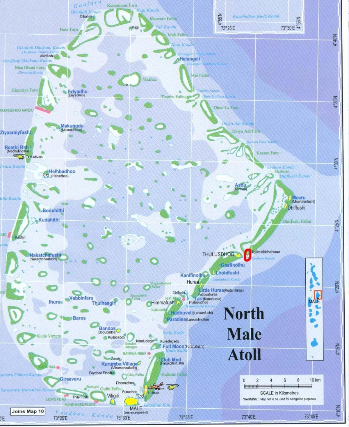 mappa di north male atoll, maldive