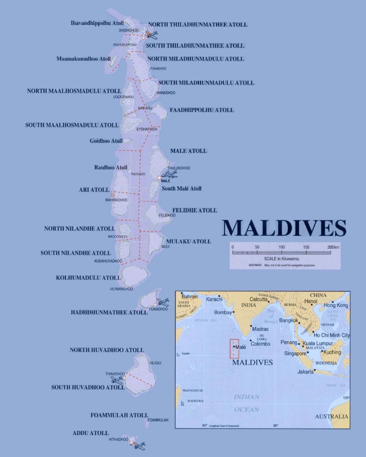 la mappa mostra maldive
