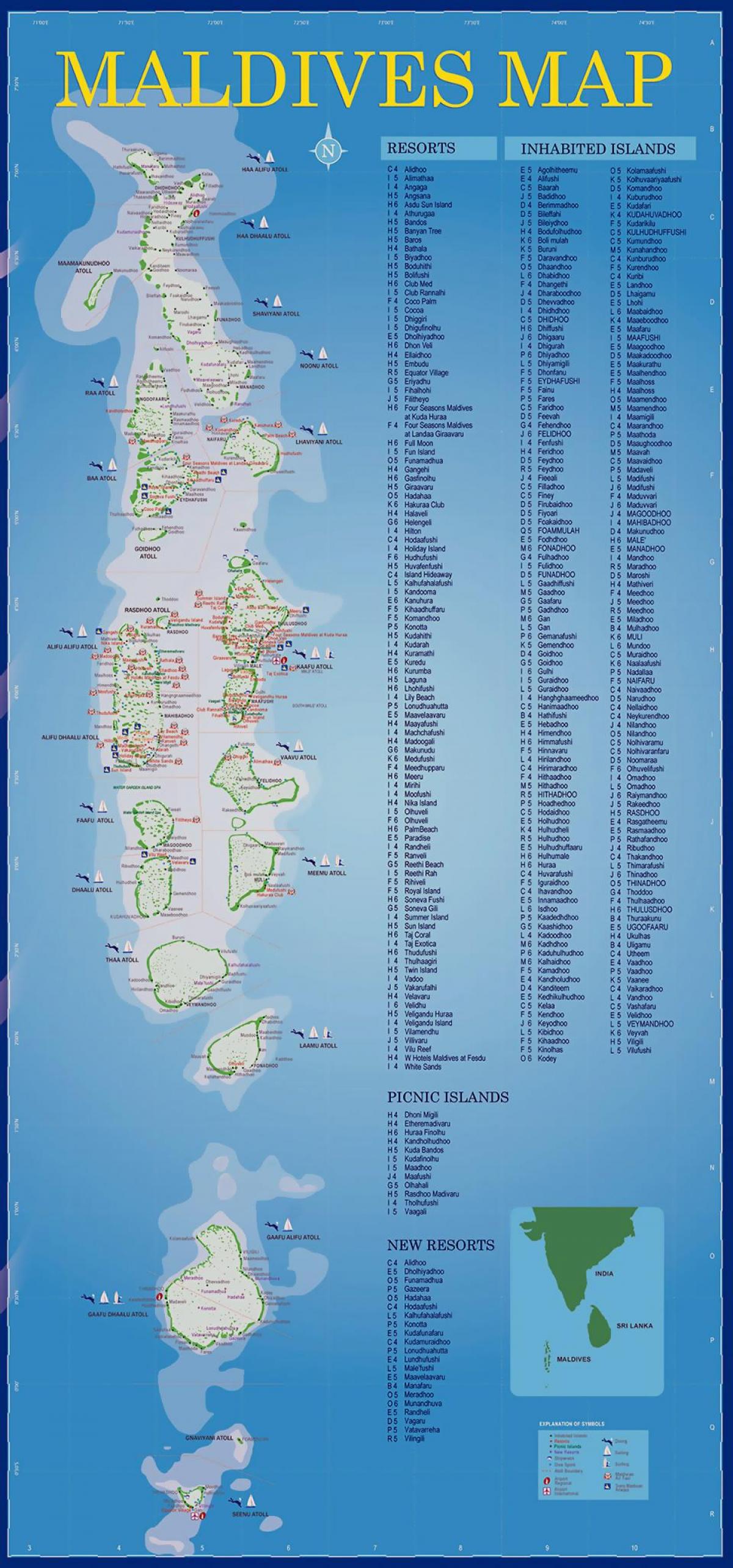 mappa di isole delle maldive resort