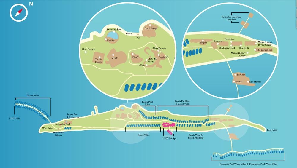 lux maldives resort mappa