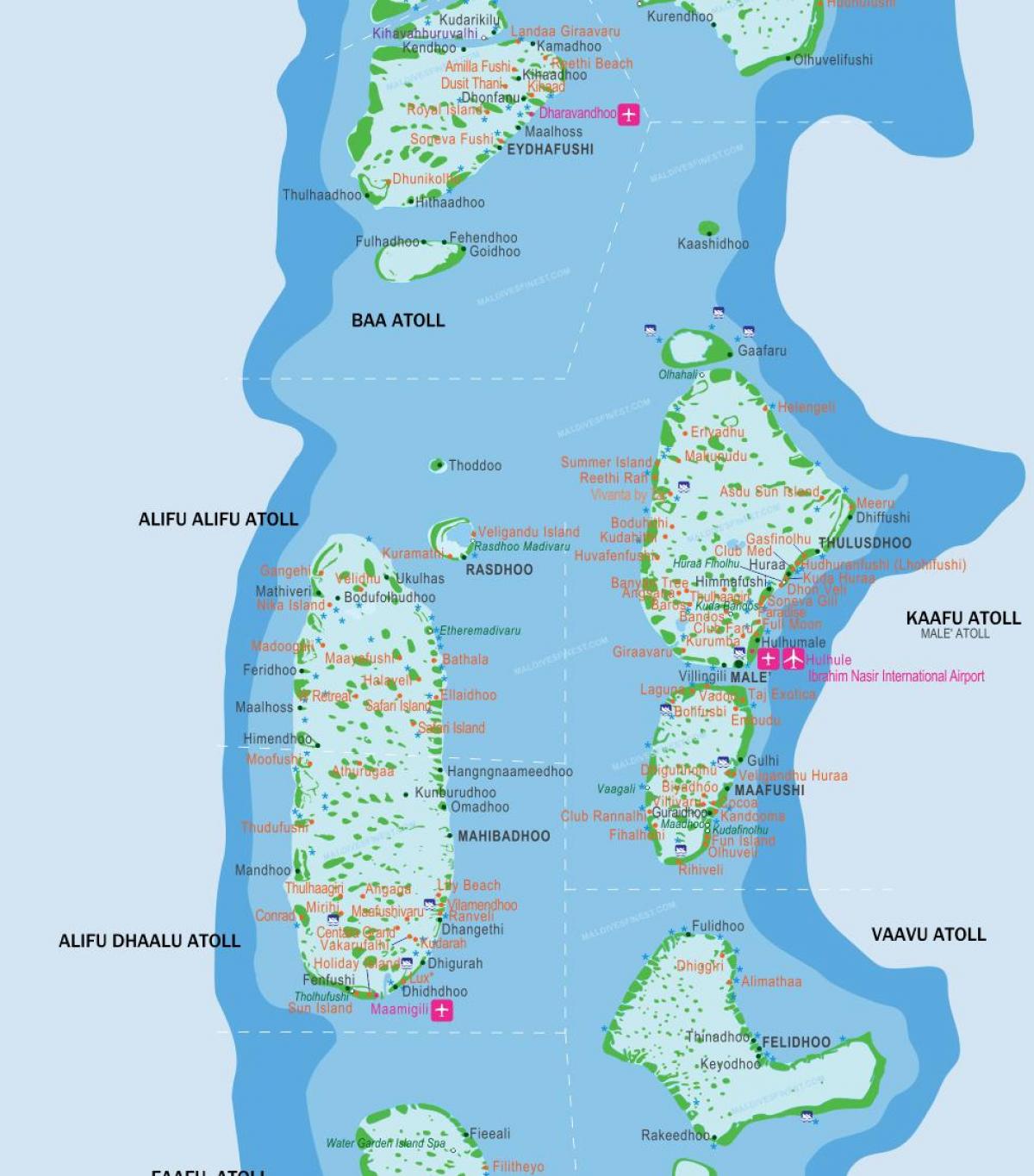 maldive aeroporti mappa