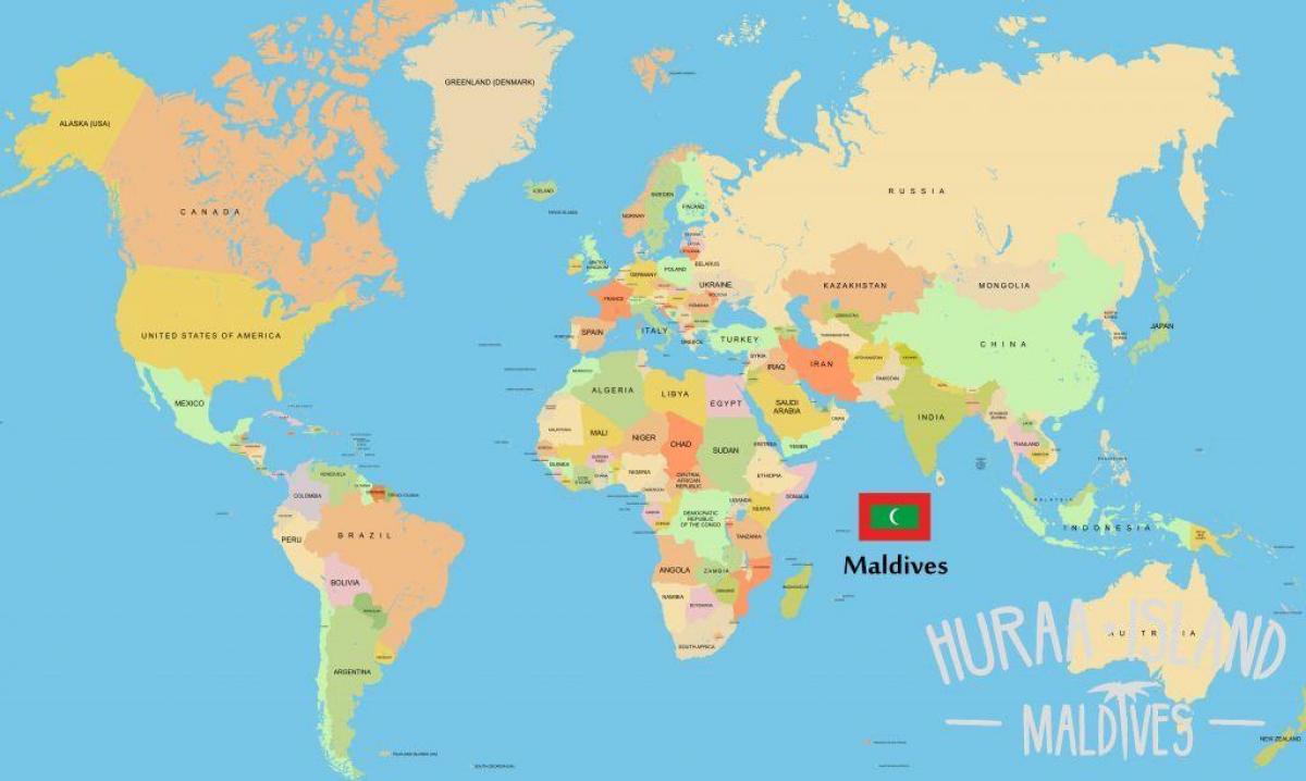 mappa delle maldive nella mappa del mondo