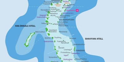 Mappa delle maldive e nei paesi limitrofi,